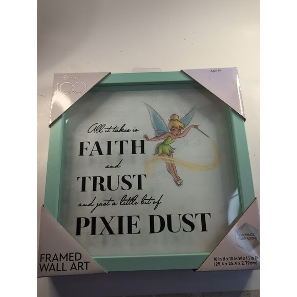 Disney 100 FRAMED WALL ART Tinker Bell All it Takes it Faith and Trust - Picture 1 of 2